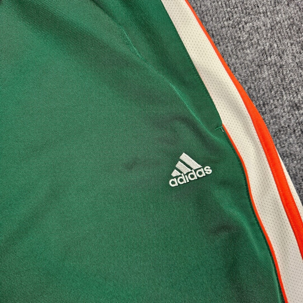 Vintage Adidas Track Pants Men's XL Green Orange Three Stripe Baggy Y2K 2000s - Picture 10 of 12